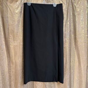 Michael Kors Black Satin Lined Side Slit Midi Skirt Office Work Size 8
